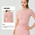 Women's Yoga Tops Short Sleeve Slim Fit Quick Dry Workout Shirts for Running Gym Fitness Breathable Summer Sports T-shirt