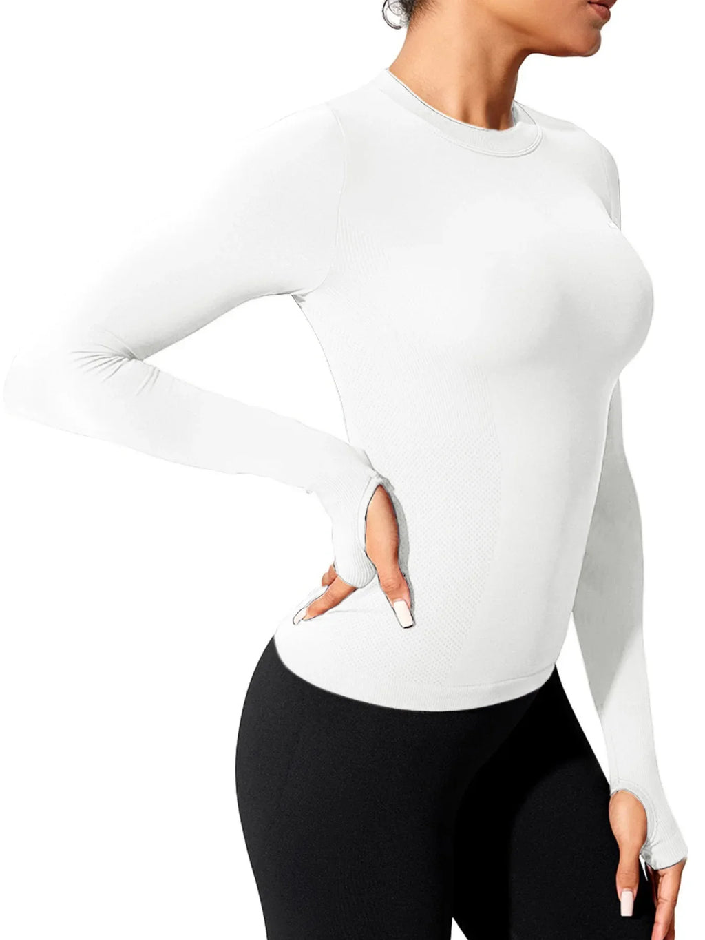 Women's Compression Long Sleeve Workout Top, Seamless Yoga & Running Shirt, Breathable Athletic Gym T-Shirt for Cross-Training