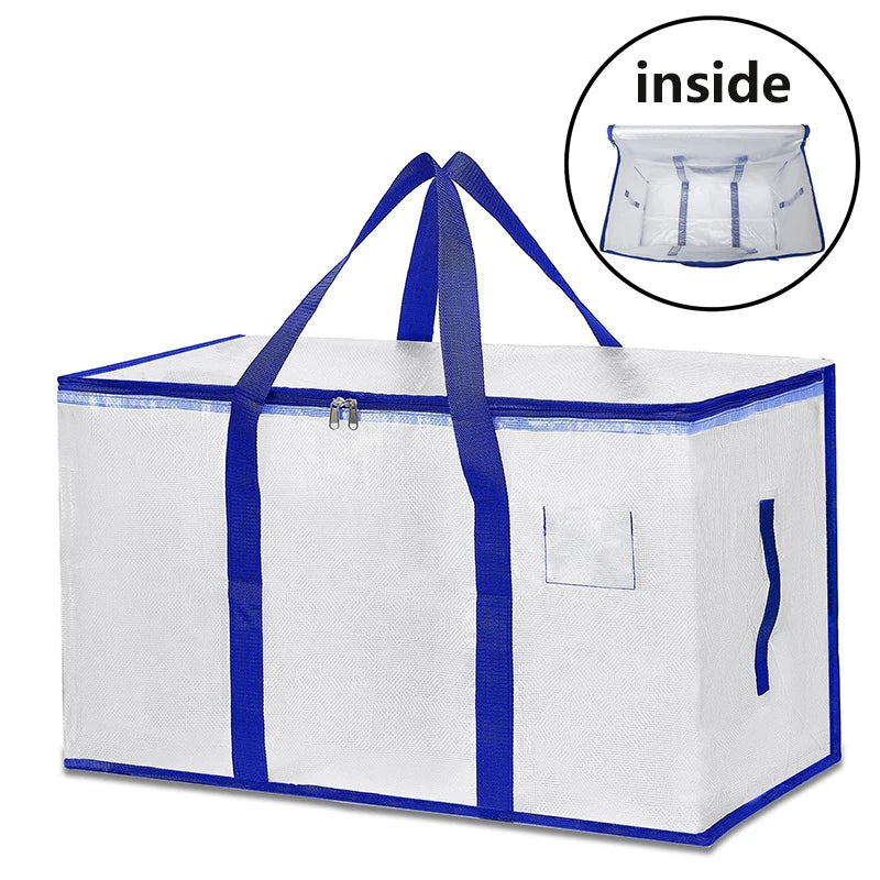 4/8/10 Pack Extra Large Moving Bags with Zippers Carrying Handles Heavy Duty Storage Tote Moving Boxes for Space Saving