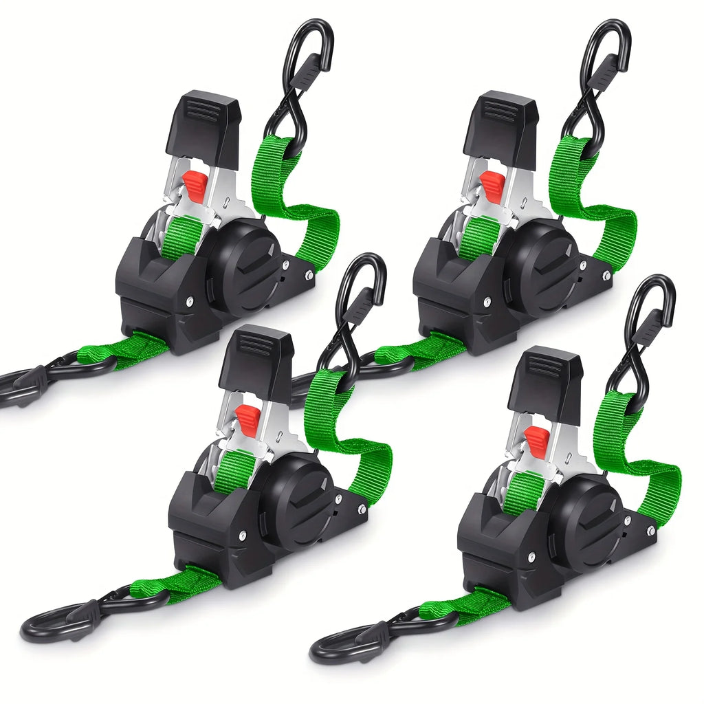 ‌ 2/4pcs Auto Retractable Ratchet Straps 10ft 1500lb Strength - Heavy Duty Cargo Tie Down for Truck Trailer Motorcycle Moving