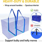 4/8/10 Pack Extra Large Moving Bags with Zippers Carrying Handles Heavy Duty Storage Tote Moving Boxes for Space Saving