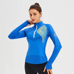 New Fitness Sports Long Sleeve Women's Top Gym Tight Yoga Shirt Quarter Zip Slim Fit Running T Shirt Quick Dry Workout Shirts