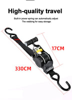 Automatic Ratchet Strap Retractable Tensioner Strap Luggage Cargo Tie-Down Rope Motorcycle Strap Fastening Polyester Strap