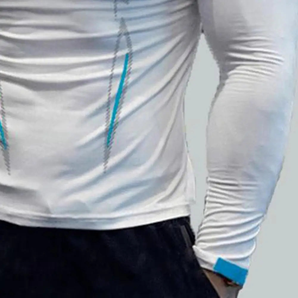 Men Workout Long Sleeve T-shirt Gym Shirt Round Neck Slim Fit T-shirt Sweat Absorption Workout Tees Quick Dry Sports T-shirts