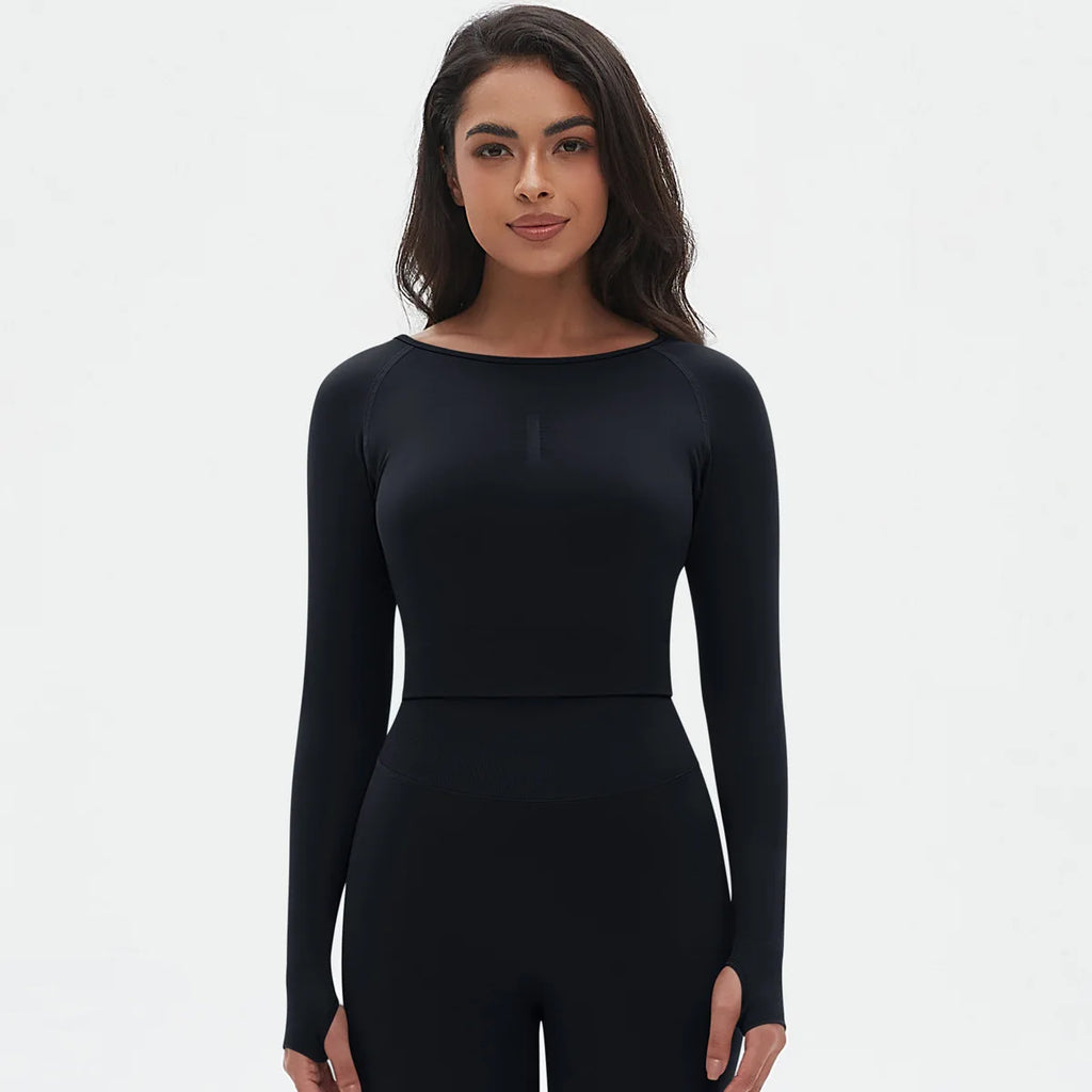 Seamless Long Sleeve Workout Tops for Women Ruched Compression Athletic Top Gym Fitness Yoga Shirt Running Tight Undershirt
