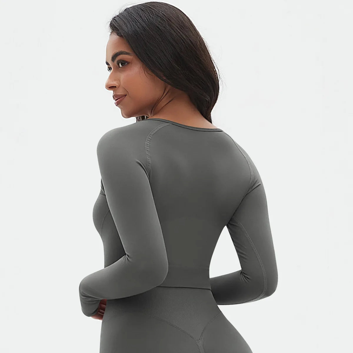 Seamless Long Sleeve Workout Tops for Women Ruched Compression Athletic Top Gym Fitness Yoga Shirt Running Tight Undershirt