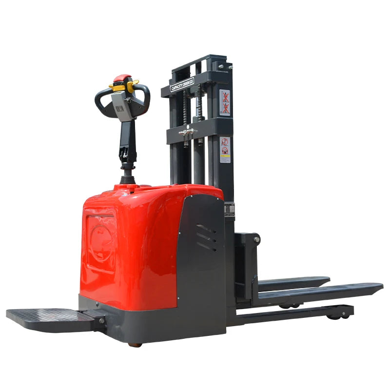 Electric Pallet Stacker 1.5ton Walkie Electric Forklift Full Electric Lift Truck Self Loading Design for Warehouse Aisles