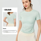Women's Yoga Tops Short Sleeve Slim Fit Quick Dry Workout Shirts for Running Gym Fitness Breathable Summer Sports T-shirt