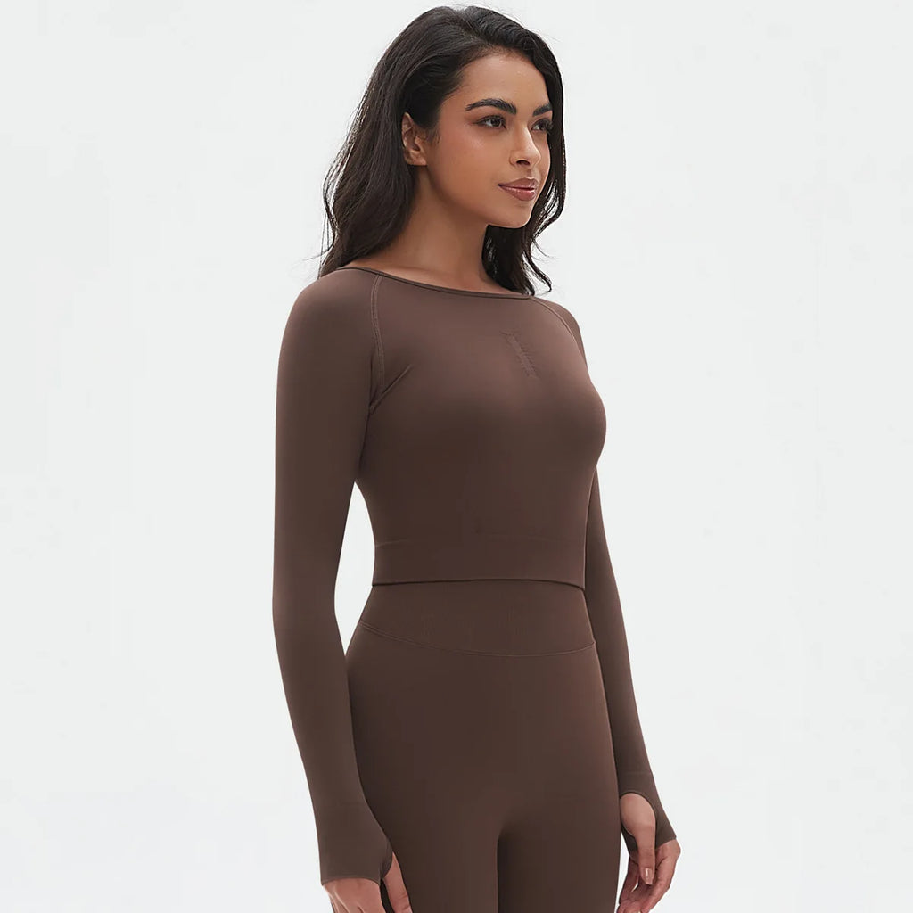 Seamless Long Sleeve Workout Tops for Women Ruched Compression Athletic Top Gym Fitness Yoga Shirt Running Tight Undershirt
