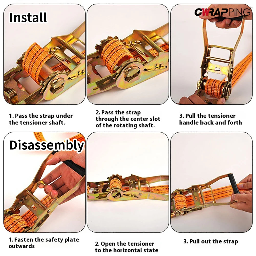 Ratchet Straps 1/3/5/10 Meter Claw Lorry Lashing Handy Straps Thickened Car Strapping Belt Tensioner Binding Strapping Tensioner