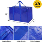 4/8/10 Pack Extra Large Moving Bags with Zippers Carrying Handles Heavy Duty Storage Tote Moving Boxes for Space Saving