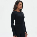Seamless Long Sleeve Workout Tops for Women Ruched Compression Athletic Top Gym Fitness Yoga Shirt Running Tight Undershirt