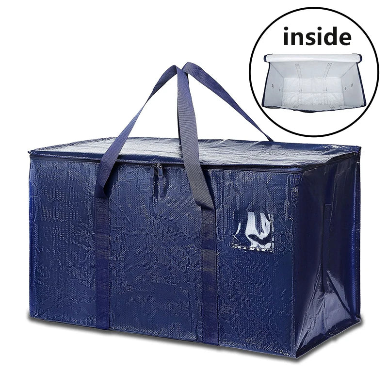 4/8/10 Pack Extra Large Moving Bags with Zippers Carrying Handles Heavy Duty Storage Tote Moving Boxes for Space Saving