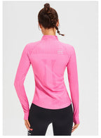 New Fitness Sports Long Sleeve Women's Top Gym Tight Yoga Shirt Quarter Zip Slim Fit Running T Shirt Quick Dry Workout Shirts