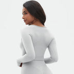 Seamless Long Sleeve Workout Tops for Women Ruched Compression Athletic Top Gym Fitness Yoga Shirt Running Tight Undershirt