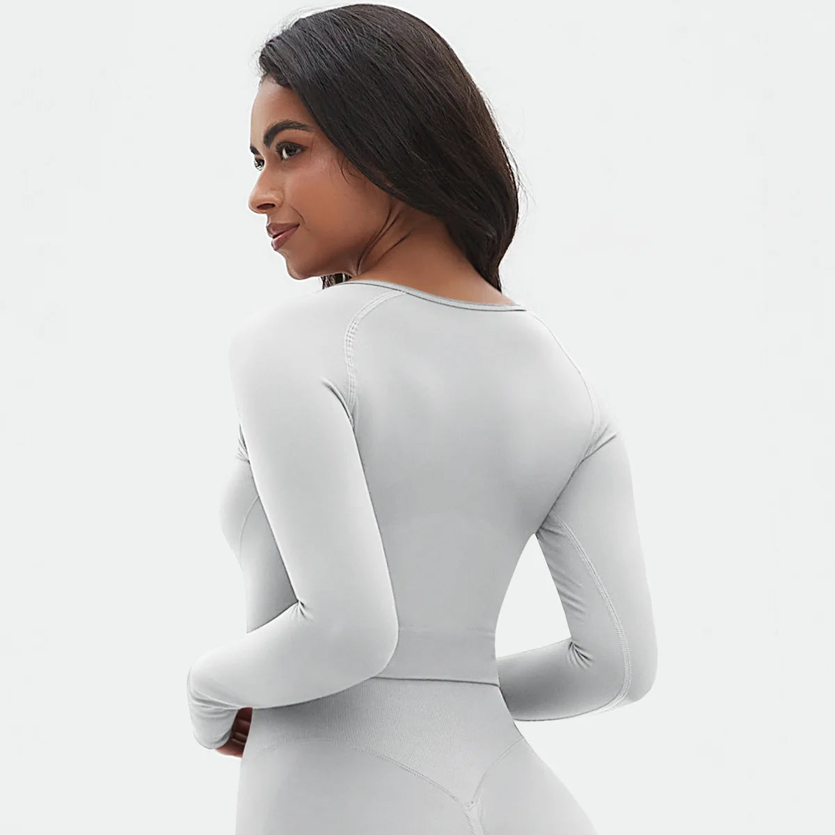 Seamless Long Sleeve Workout Tops for Women Ruched Compression Athletic Top Gym Fitness Yoga Shirt Running Tight Undershirt