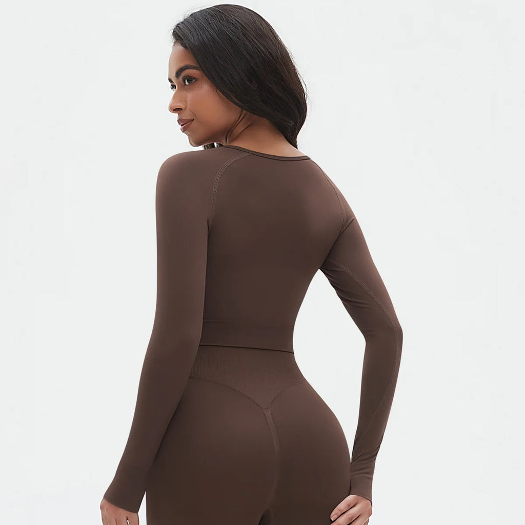 Seamless Long Sleeve Workout Tops for Women Ruched Compression Athletic Top Gym Fitness Yoga Shirt Running Tight Undershirt