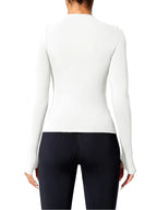 Women's Compression Long Sleeve Workout Top, Seamless Yoga & Running Shirt, Breathable Athletic Gym T-Shirt for Cross-Training