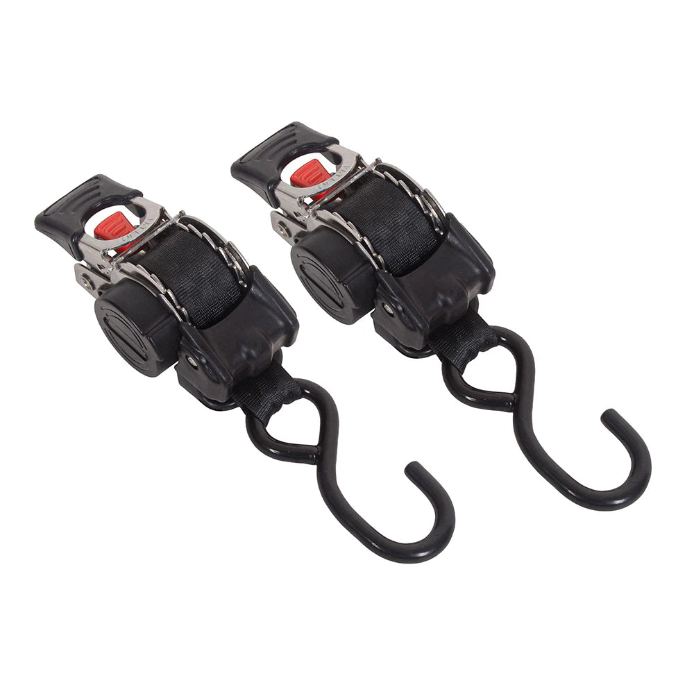 2 Pack Bolt-On Retractable Ratchet Straps Stainless Steel Ratchet Tie Down Straps Heavy Duty Auto Retracting Ratchet Straps