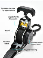 Automatic Ratchet Strap Retractable Tensioner Strap Luggage Cargo Tie-Down Rope Motorcycle Strap Fastening Polyester Strap