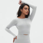 Seamless Long Sleeve Workout Tops for Women Ruched Compression Athletic Top Gym Fitness Yoga Shirt Running Tight Undershirt