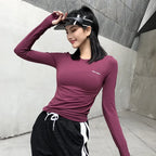 Women's Compression Long Sleeve Workout Top, Seamless Yoga & Running Shirt, Breathable Athletic Gym T-Shirt for Cross-Training