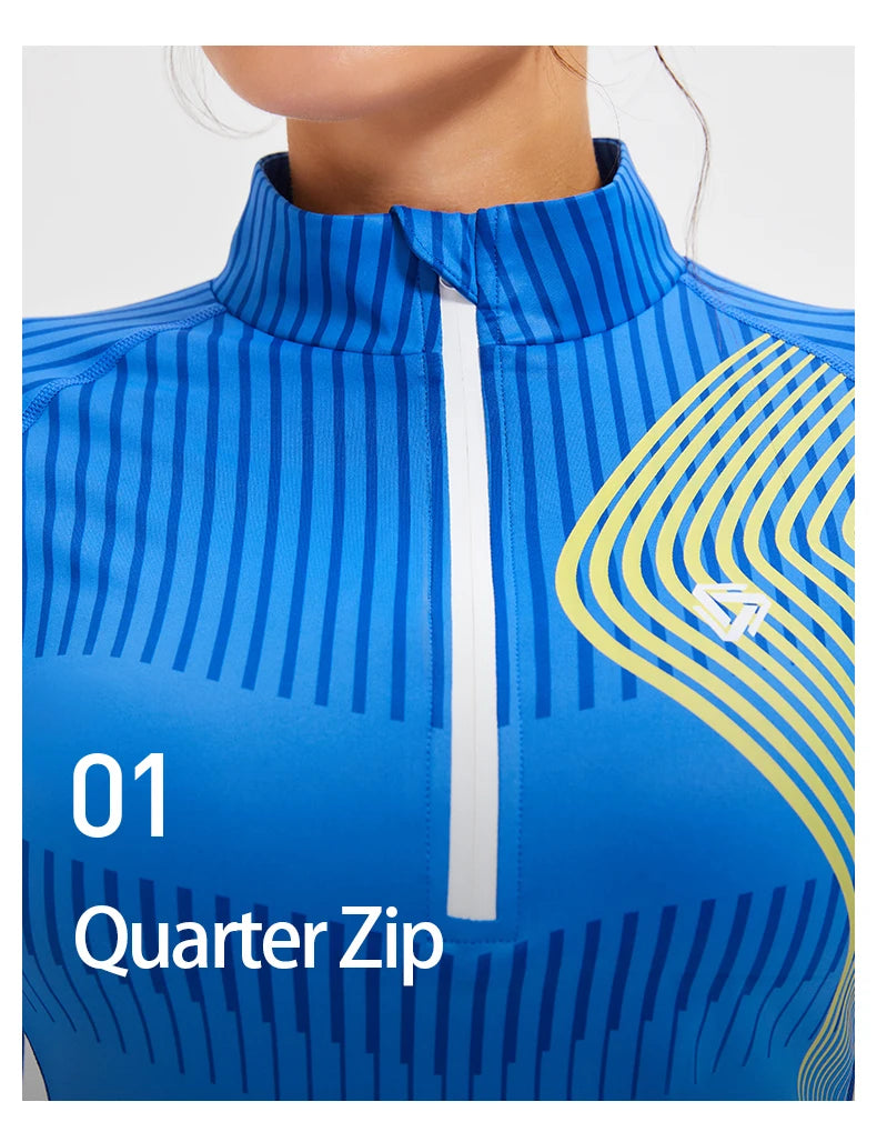 New Fitness Sports Long Sleeve Women's Top Gym Tight Yoga Shirt Quarter Zip Slim Fit Running T Shirt Quick Dry Workout Shirts