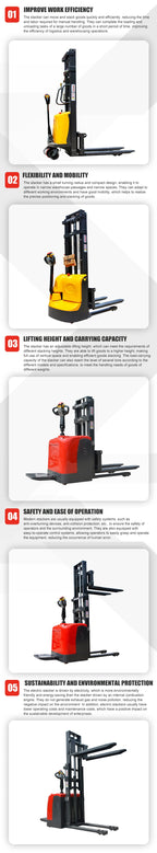 Electric Pallet Stacker 1.5ton Walkie Electric Forklift Full Electric Lift Truck Self Loading Design for Warehouse Aisles