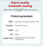 Automatic Ratchet Strap Retractable Tensioner Strap Luggage Cargo Tie-Down Rope Motorcycle Strap Fastening Polyester Strap