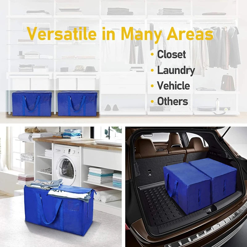 4/8/10 Pack Extra Large Moving Bags with Zippers Carrying Handles Heavy Duty Storage Tote Moving Boxes for Space Saving