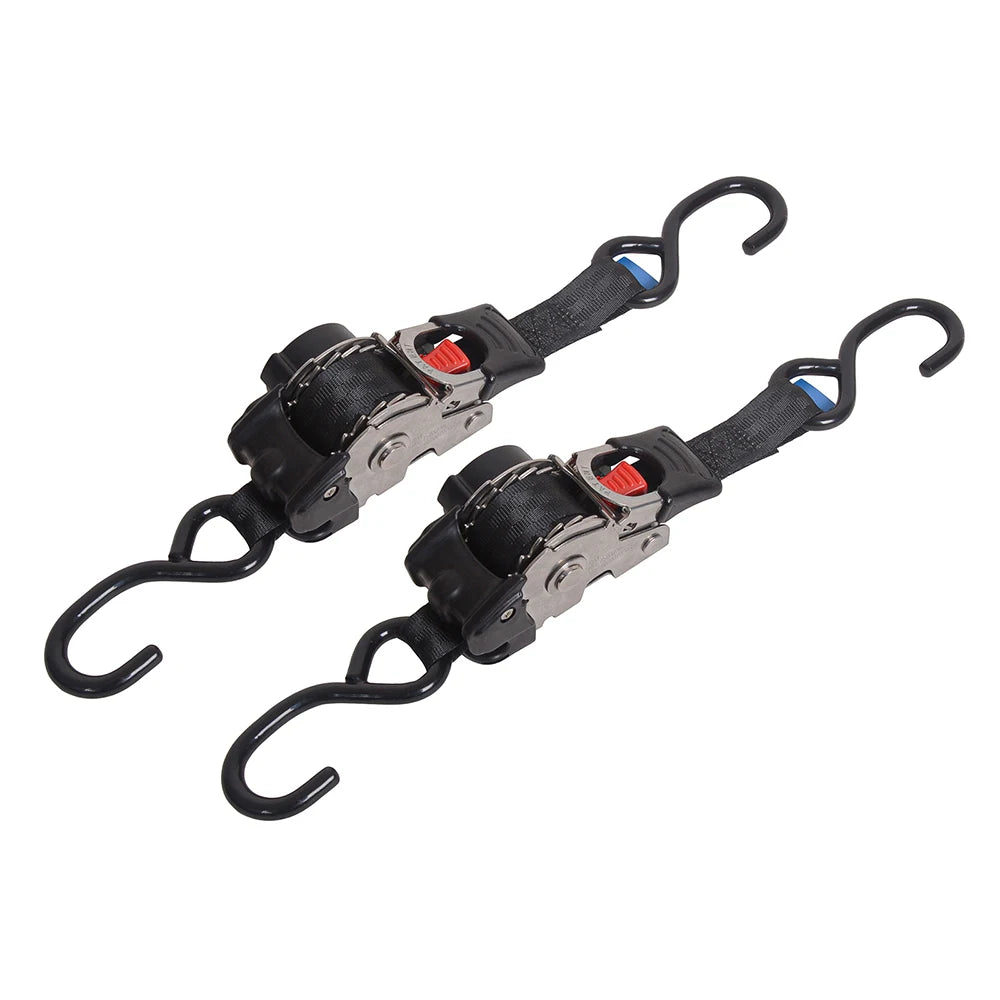 2 Pack Bolt-On Retractable Ratchet Straps Stainless Steel Ratchet Tie Down Straps Heavy Duty Auto Retracting Ratchet Straps