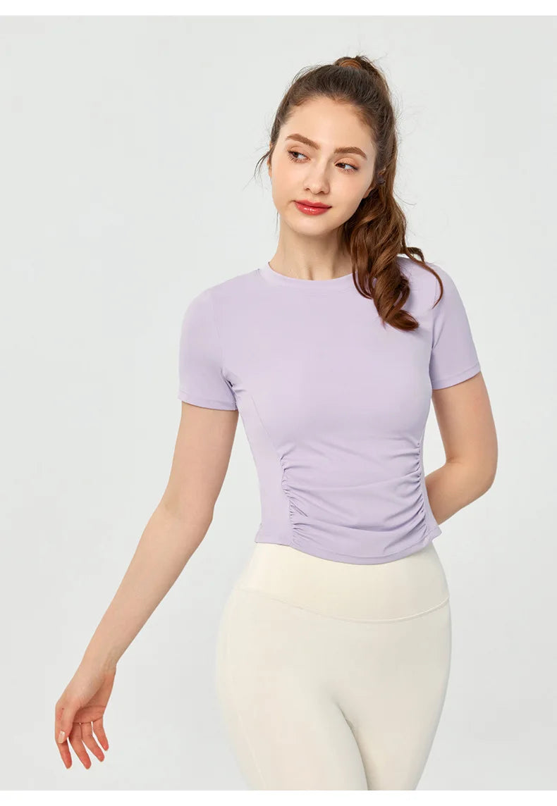 Women's Yoga Tops Short Sleeve Slim Fit Quick Dry Workout Shirts for Running Gym Fitness Breathable Summer Sports T-shirt