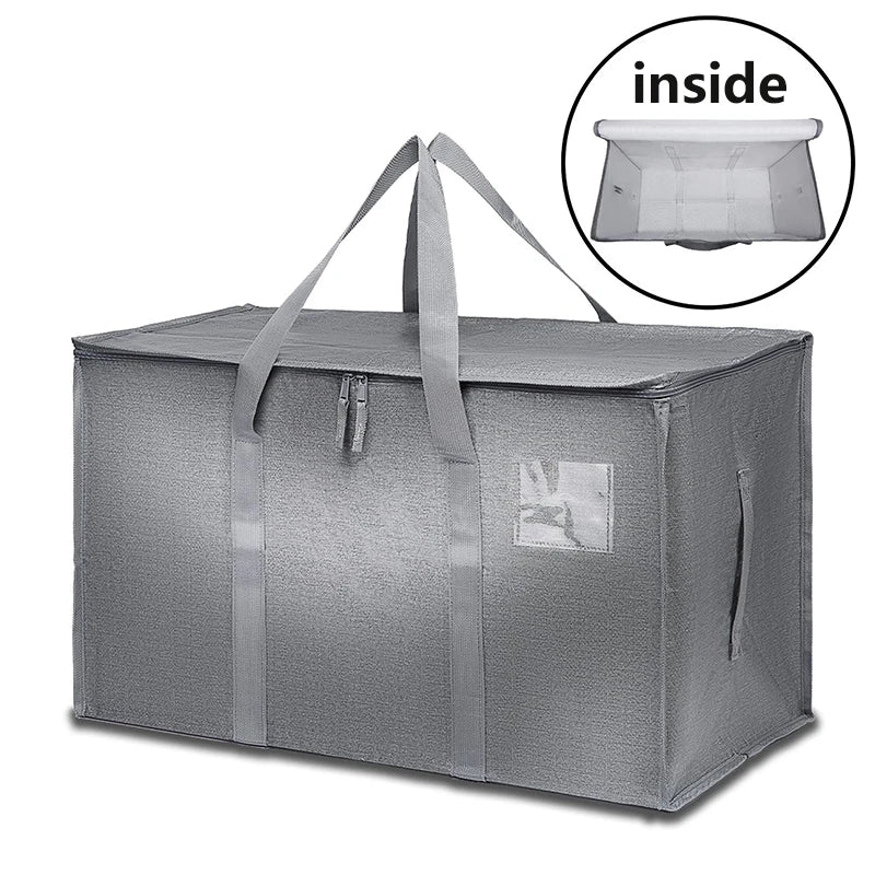4/8/10 Pack Extra Large Moving Bags with Zippers Carrying Handles Heavy Duty Storage Tote Moving Boxes for Space Saving