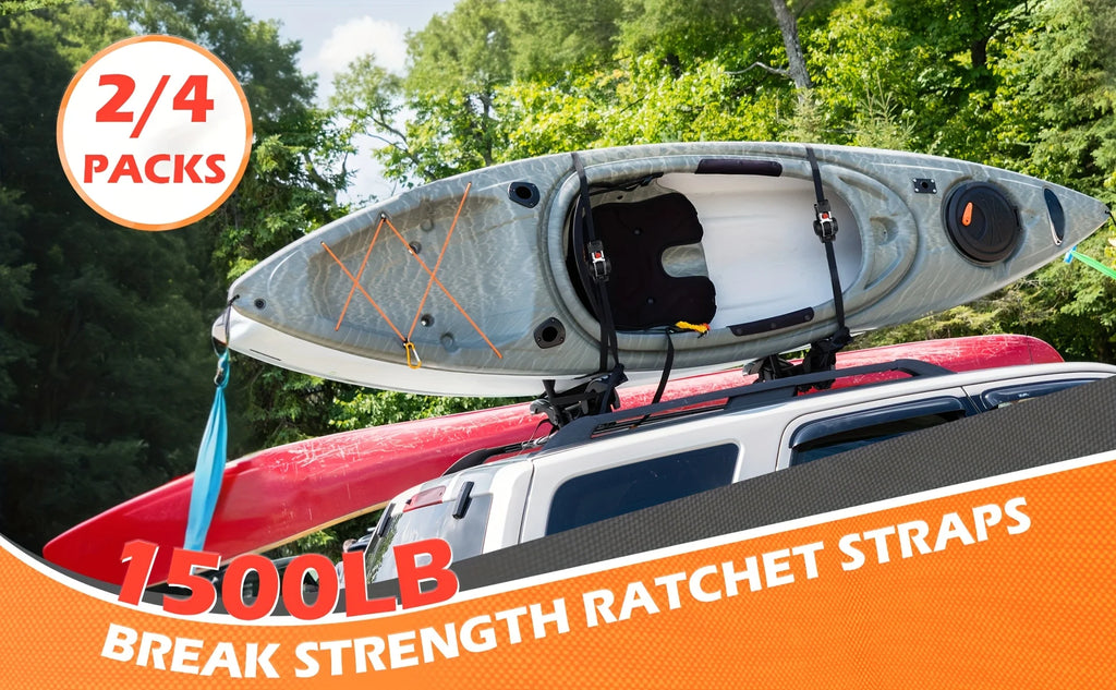 ‌ 2/4pcs Auto Retractable Ratchet Straps 10ft 1500lb Strength - Heavy Duty Cargo Tie Down for Truck Trailer Motorcycle Moving