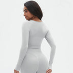 Seamless Long Sleeve Workout Tops for Women Ruched Compression Athletic Top Gym Fitness Yoga Shirt Running Tight Undershirt