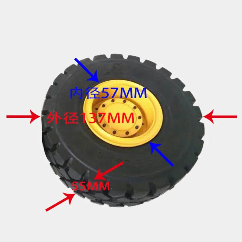 2PCS Rubber Forklift Tyres 137mm Loader Model Tyres for 1/14 RC Trucks Loader