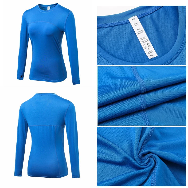 Long Sleeve Workout Shirts Women Quick Dry Gym Athletic T-Shirt Running Hiking Yoga Top with Thumb Hole Slim Fit
