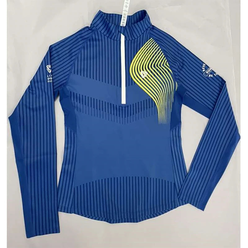 New Fitness Sports Long Sleeve Women's Top Gym Tight Yoga Shirt Quarter Zip Slim Fit Running T Shirt Quick Dry Workout Shirts