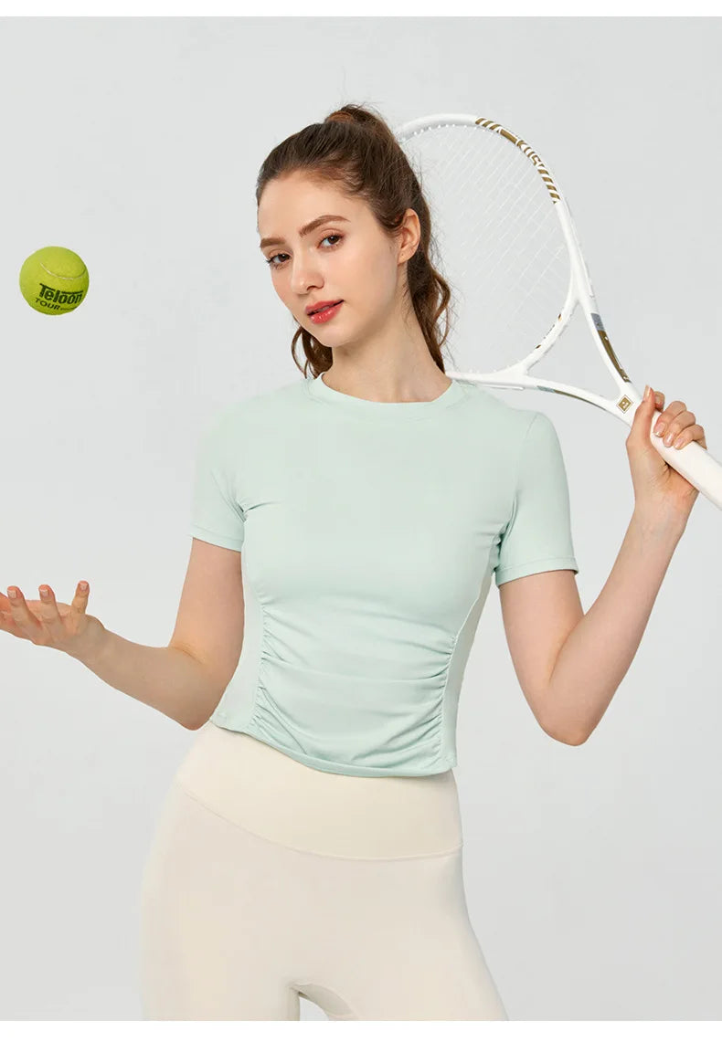 Women's Yoga Tops Short Sleeve Slim Fit Quick Dry Workout Shirts for Running Gym Fitness Breathable Summer Sports T-shirt