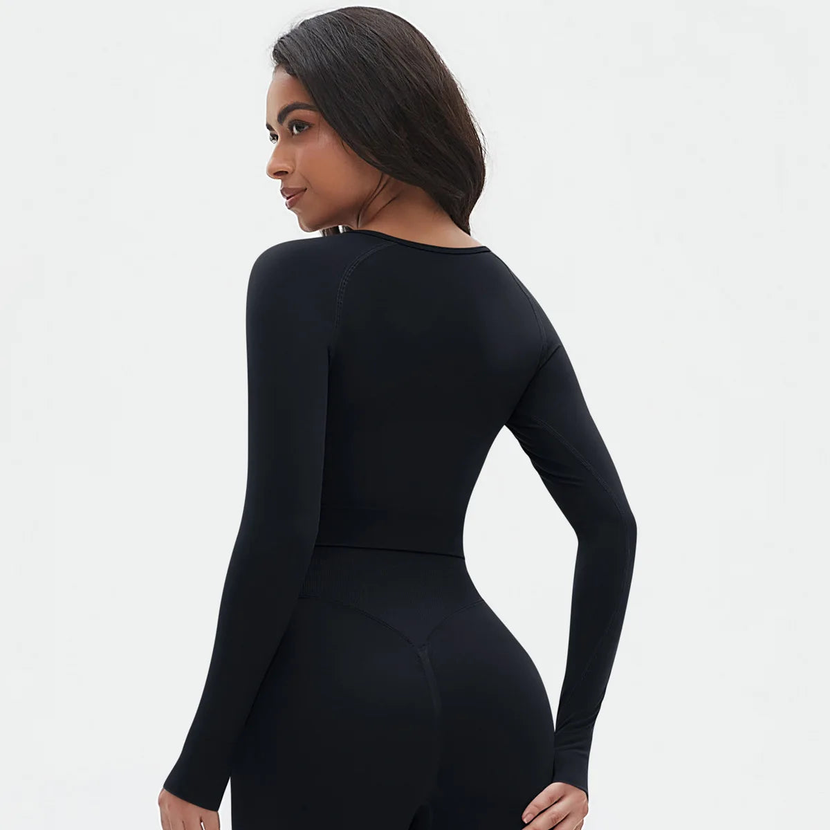 Seamless Long Sleeve Workout Tops for Women Ruched Compression Athletic Top Gym Fitness Yoga Shirt Running Tight Undershirt
