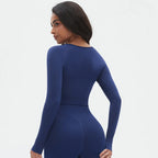 Seamless Long Sleeve Workout Tops for Women Ruched Compression Athletic Top Gym Fitness Yoga Shirt Running Tight Undershirt