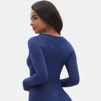 Seamless Long Sleeve Workout Tops for Women Ruched Compression Athletic Top Gym Fitness Yoga Shirt Running Tight Undershirt