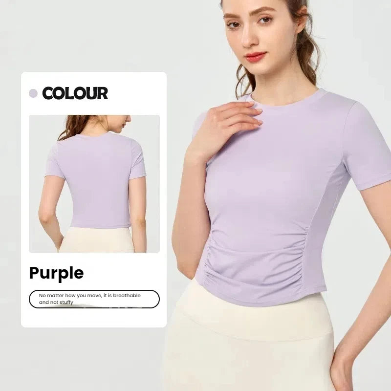 Women's Yoga Tops Short Sleeve Slim Fit Quick Dry Workout Shirts for Running Gym Fitness Breathable Summer Sports T-shirt