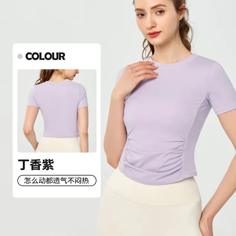 Women's Yoga Tops Short Sleeve Slim Fit Quick Dry Workout Shirts for Running Gym Fitness Breathable Summer Sports T-shirt