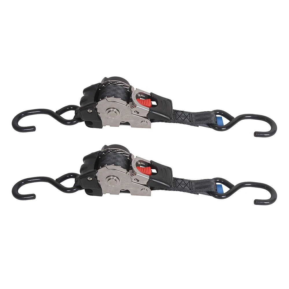 2 Pack Bolt-On Retractable Ratchet Straps Stainless Steel Ratchet Tie Down Straps Heavy Duty Auto Retracting Ratchet Straps