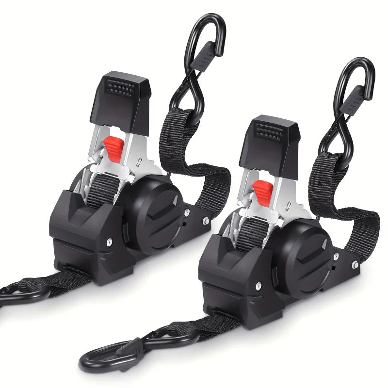 ‌ 2/4pcs Auto Retractable Ratchet Straps 10ft 1500lb Strength - Heavy Duty Cargo Tie Down for Truck Trailer Motorcycle Moving