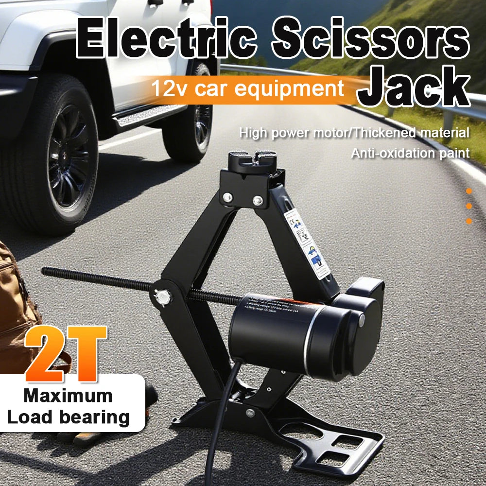 Portable Car Jack 12V Electric Jack Set Household Scissor Jack Equipment Heavy-Duty Electric Tire Change Tool