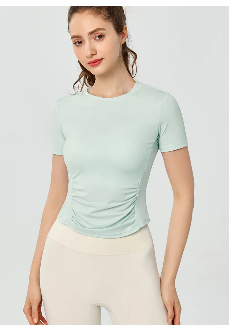 Women's Yoga Tops Short Sleeve Slim Fit Quick Dry Workout Shirts for Running Gym Fitness Breathable Summer Sports T-shirt