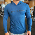 Gym Men T Shirt Casual Long Sleeve Slim Tops Tees Elastic T-shirt Sports Fitness Thin Comfort Breathable Quick Dry Hooded