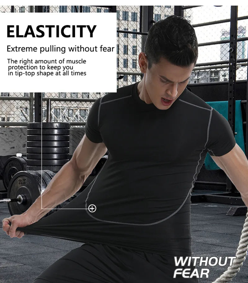 Short Sleeve Gym Shirt for Men, Workout Tees, Sport T Shirt, High Quality, Running Shirt, Fitness Sportswear, On Promotion
